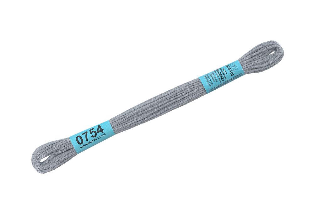 Мулине Gamma 100% хлопок, цв.0754 серо-голубой, 24 мотка по 8 метров