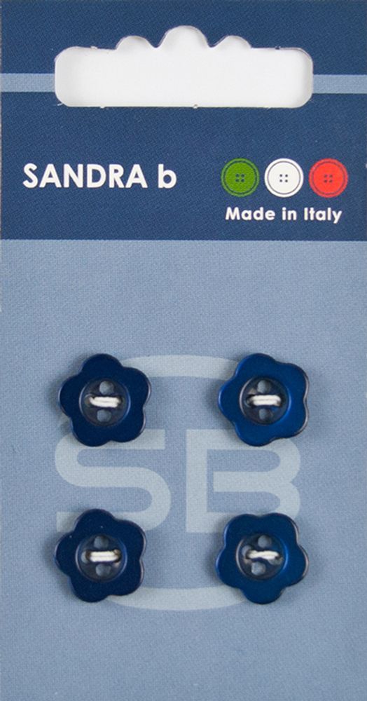 Пуговицы Sandra, 12, 5 мм, 4 шт, пластик, синий, 160669