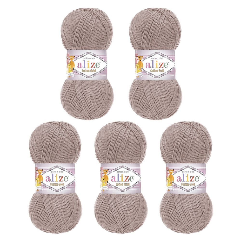 Пряжа Alize (Ализе) Cotton Gold / уп.5 мот. по 100 г, 330м, 960 тёплый какао