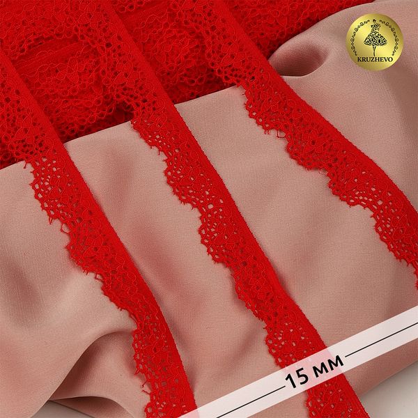 Кружево эластичное (стрейч) 15 мм TBY.8031, цв.SD163 красный, 5 метров, Kruzhevo