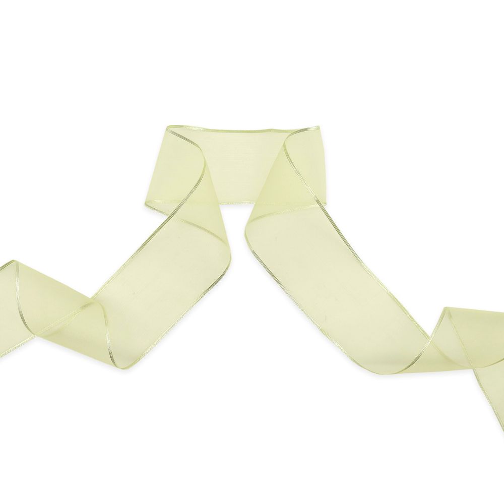 Лента для бантов (капрон) с мет. краем, 7 см, 25 м (желтый) С3502