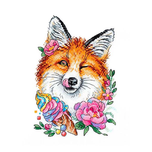 Набор для вышивания нитками МП Студия, Рыжая лакомка 20х14см