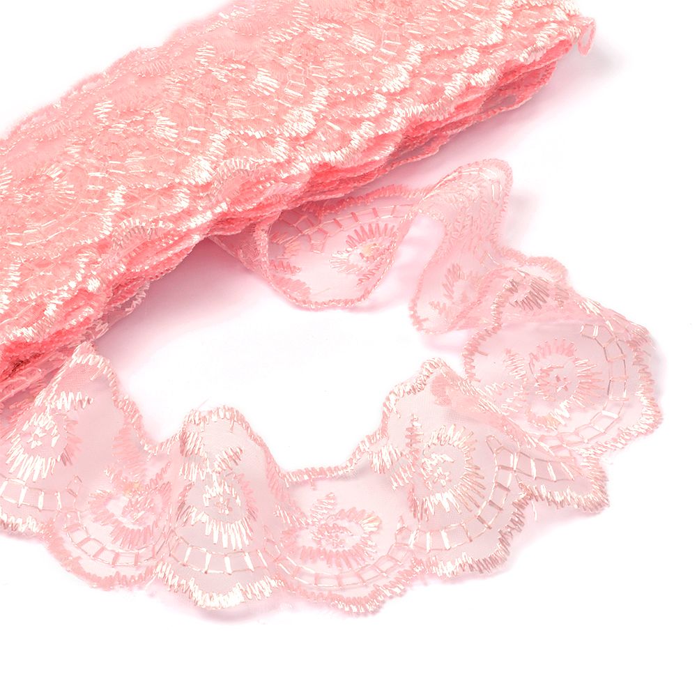 Кружево капроновое 45 мм / 9.14 м, TBS.30010 цв.147 (233) розовый, Kruzhevo
