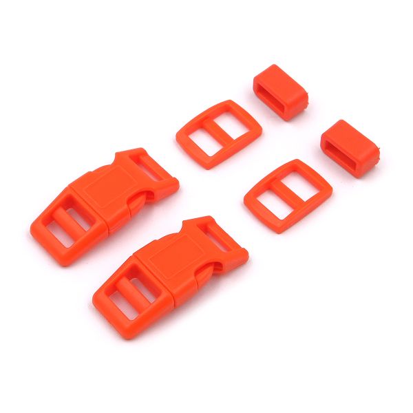 Фастекс (пряжка трезубец), рамка и рамка-регулятор 10мм, пластик, (2 компл.) Hobby&Pro, оранжевый, A03001037-10