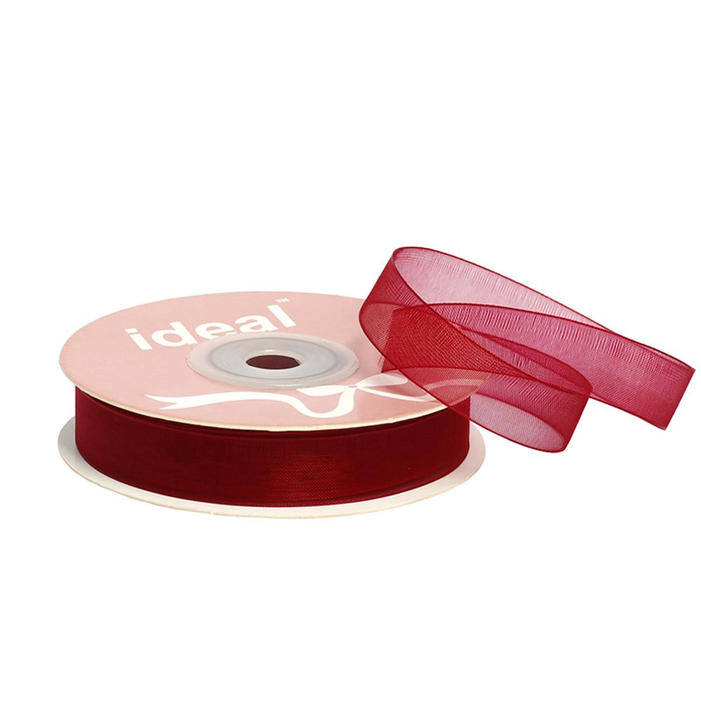 Лента капроновая (органза) 12.0 мм, 1021 бордовый, уп. 27,4 м