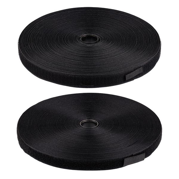 Лента контактная липучка (велкро) пришивная 30 мм / 25 метров, черный, Gamma LG-30NEK, ПЕТЛЯ, качество 