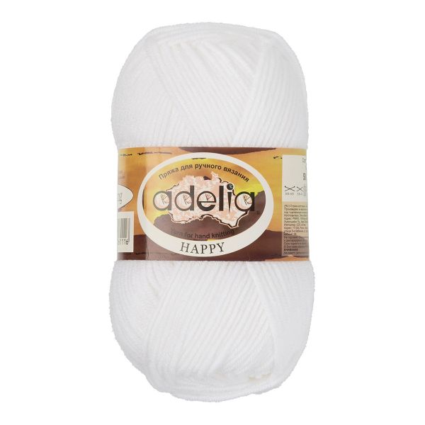 Пряжа Adelia Happy / уп.10 мот. по 50г, 128 м, 01 белый
