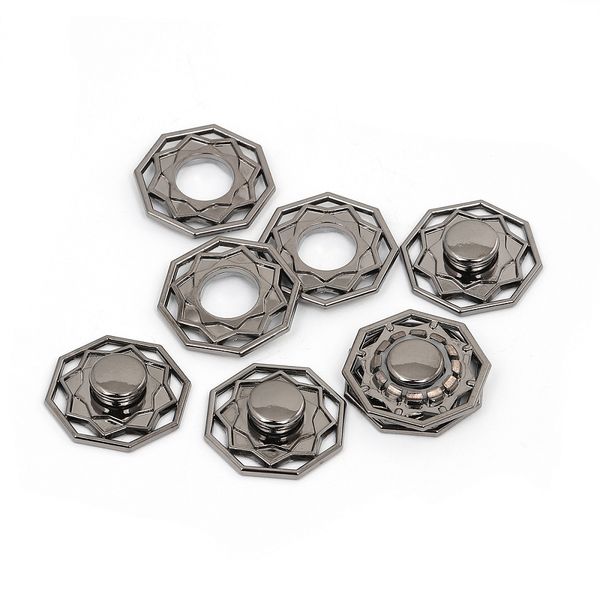 Кнопка пришивная металл ⌀23.0 мм, TBY-S0011, цв.чер.никель уп. 20 шт, TBY