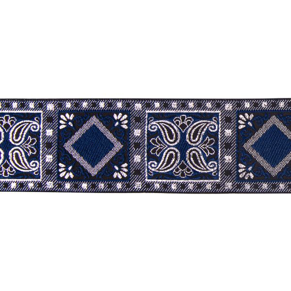 Лента (тесьма) жаккардовая 50.0 мм / 10±0.5 метров, черный/т.синий, Gamma TRJ-119(46)