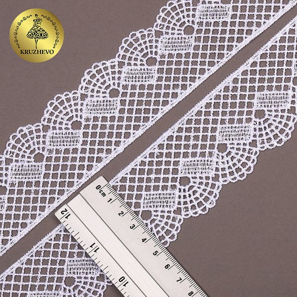 Кружево гипюр (плетёное) 45 мм, TBY.8540E, 01 белый, 13.25м, Kruzhevo