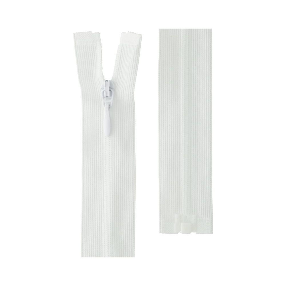 Молния спираль потайная плательная Т3 (3 мм) 1 зам., разъем., 25 см, 001 белый, G103L Gamma, 10 шт