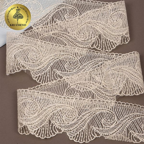 Кружево на сетке 70 мм, 2107 цв.W0115 молочный уп.13.71м, Kruzhevo