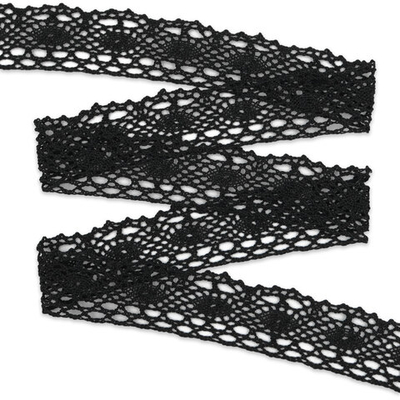 Кружево вязаное (тесьма) хлопковое 40 мм / 25 метров, рис.40.01.192 (черный) С3749Г17