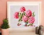 Алмазная (кристальная) мозаика Фрея, Пионы и вишни, 40х30 см