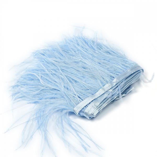 Перья на ленте Страус 15 см, FBY-15-114, цв. нежно-голубой, 2м