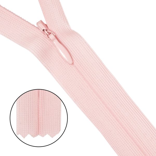 Молния потайная (скрытая) Т3 (3 мм) 1 зам., н/раз., 50 см, неж.роз. 31303 / 50, 10 шт
