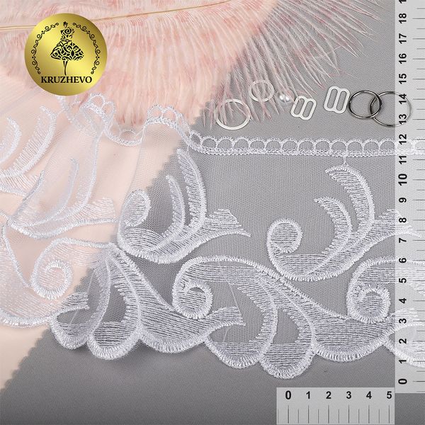 Кружево на сетке широкое 120 мм, диз. 231, цв.01 белый уп. 13.71 м, Kruzhevo