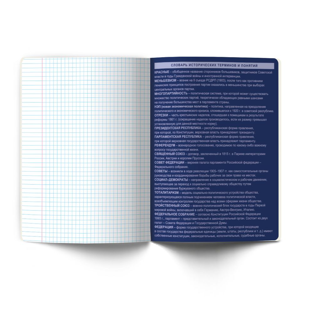 Тетрадь со справочным материалом Золотые главы, тисн.золот.фольгой, A5 48 л. на скобе 65 г/м², белизна 100% 10 шт клетка, 01852 Золотые главы История, Светоч Т286