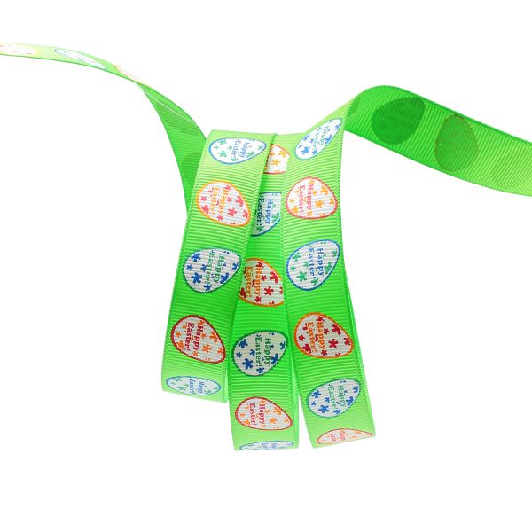 Лента репсовая (в рубчик) PREMIUM Пасха 20 мм, 22,5м (555 зеленый)