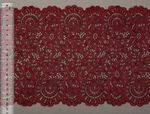 Кружево эластичное (стрейч) 205 мм, TBY.YSTL00839, 04 бордовый, 25м, Kruzhevo