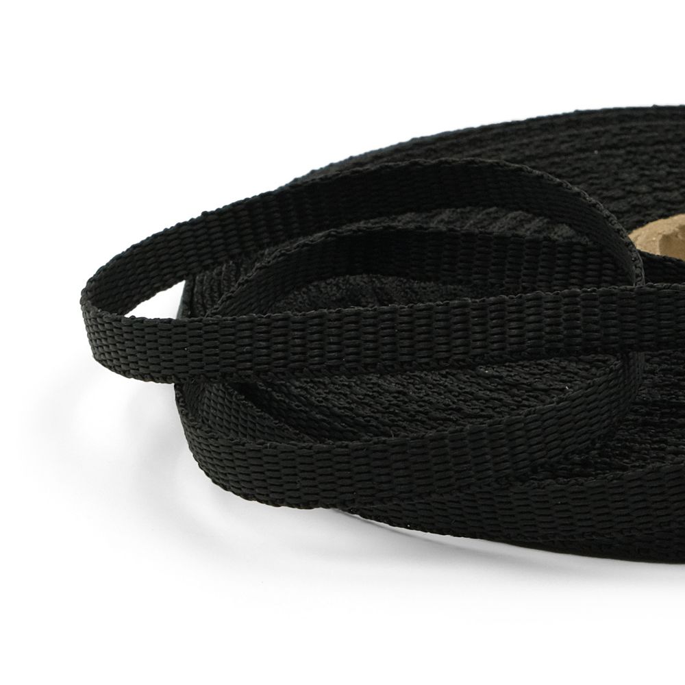 Стропа (ременная лента) 10 мм / 25 метров, толщ. 1.0 мм, [5.5 г/пог.м], 100% п/п, 20-1 черный