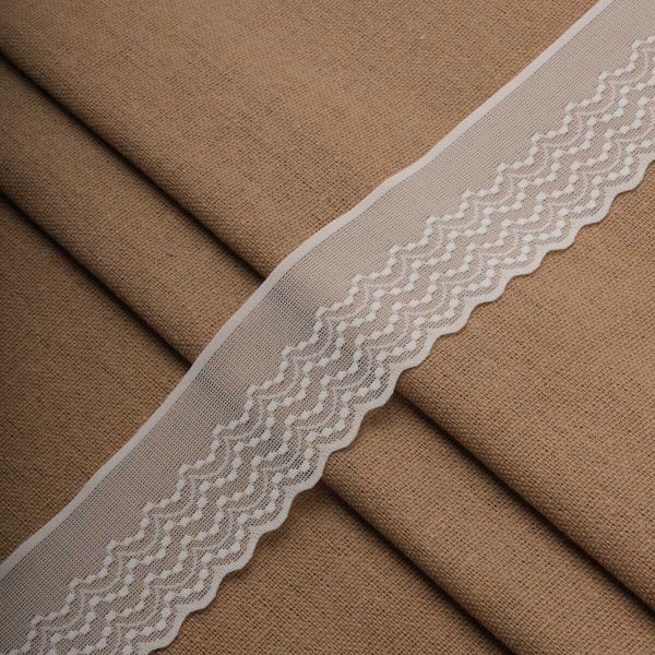 Кружево эластичное (стрейч) 42 мм / 22.86 метра, белый, 3AR2758