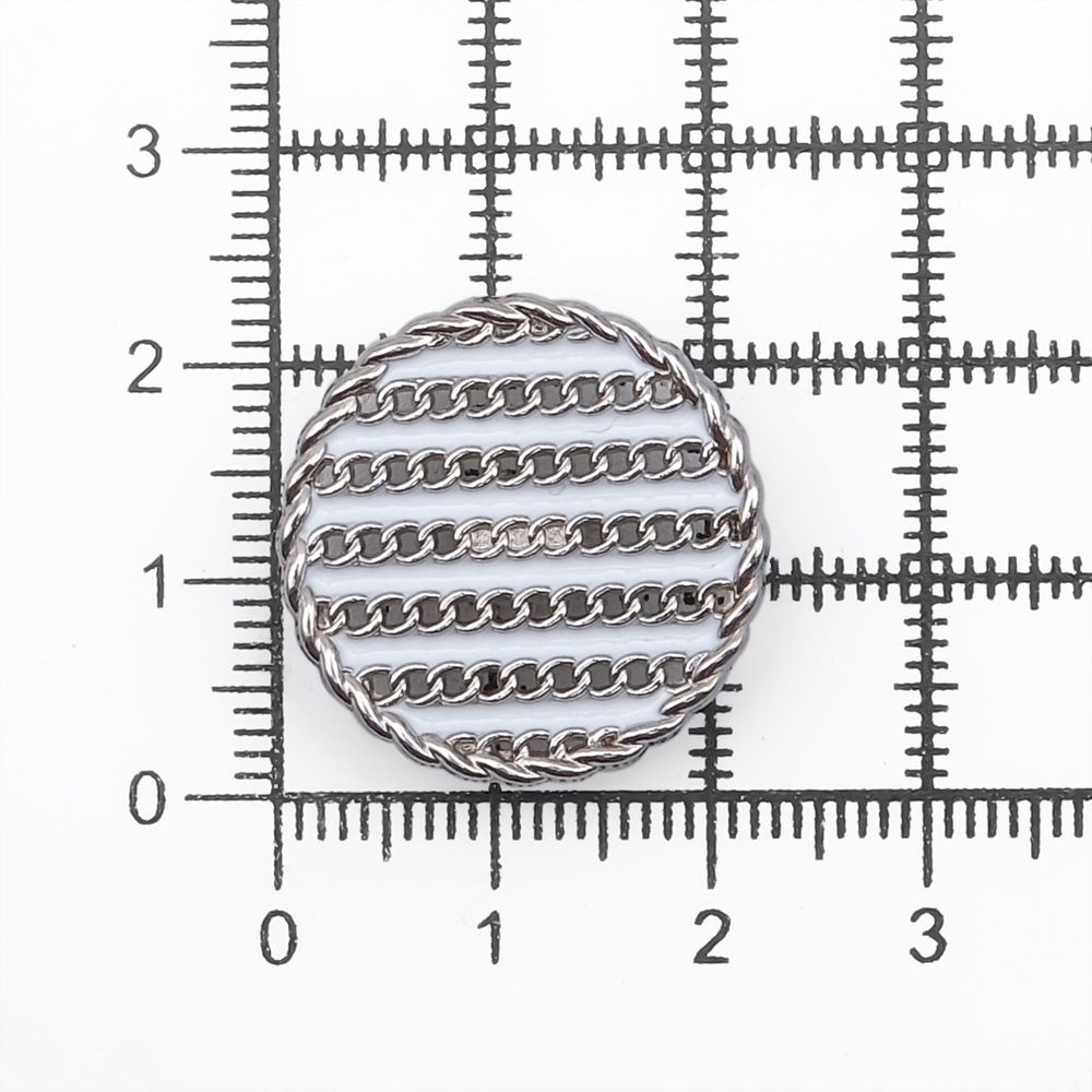 Пуговицы на ножке Твидовая 36L (23мм), металл (White/S (белый/серебро)), ME-651, 36 шт