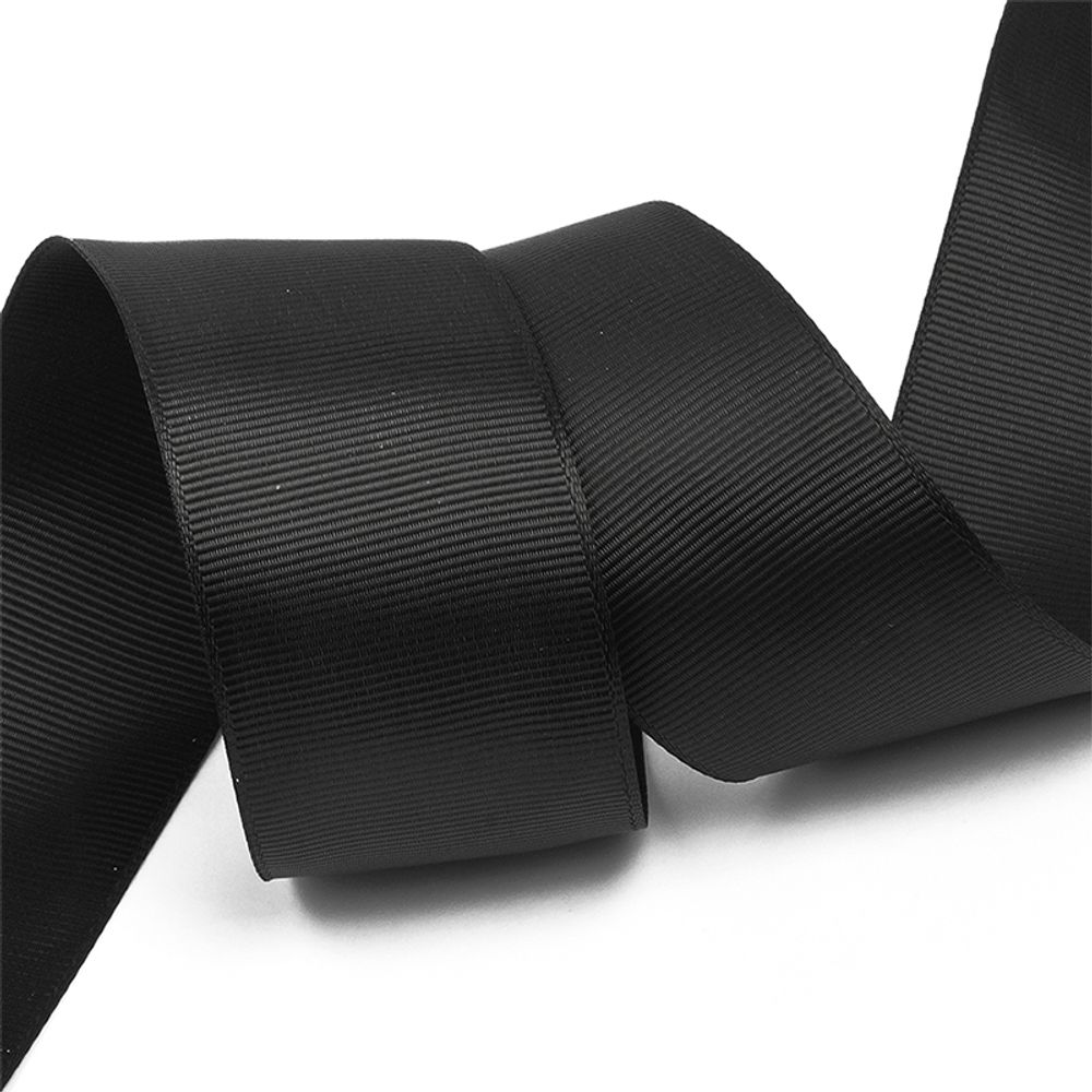 Лента репсовая (в рубчик) 38.0 мм, цв. 030 черный, уп.91.4м