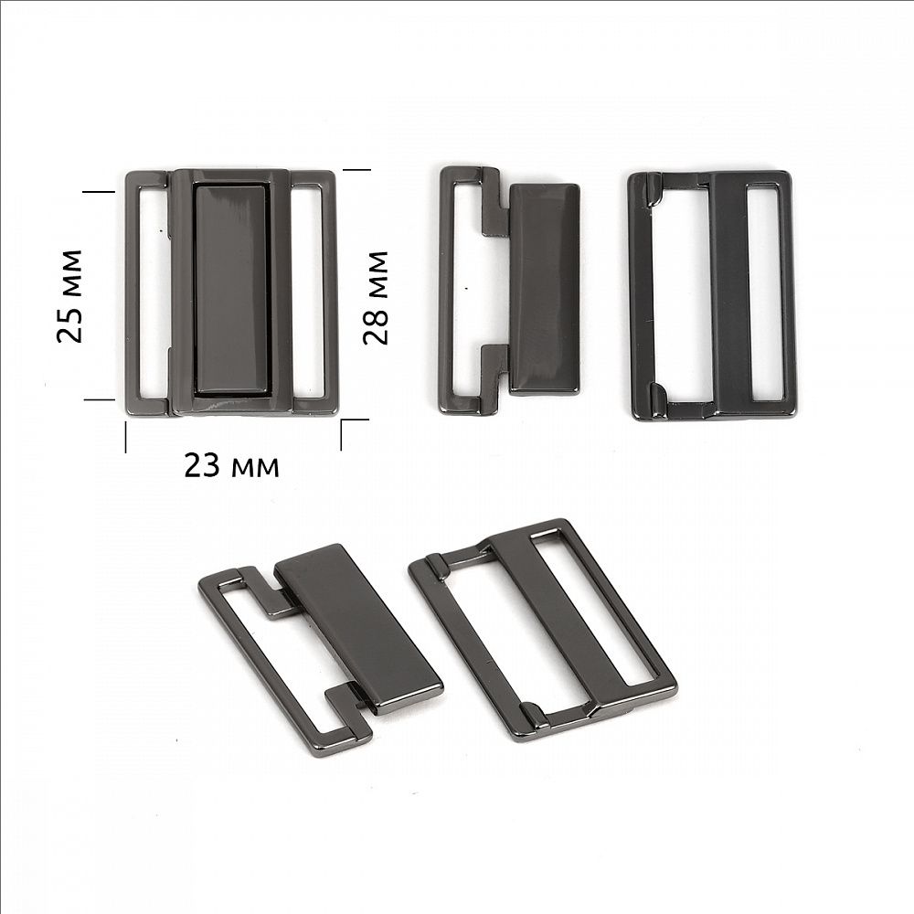 Пряжка-застежка для купальников металл 25.0 мм, 123SW цв.черный никель уп.10 шт