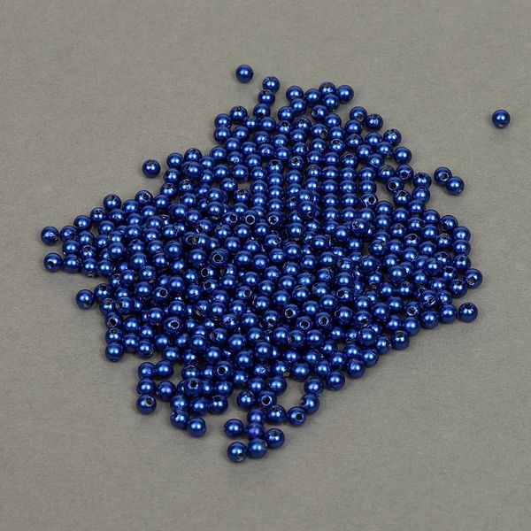 Бусины пластик (перламутр) ⌀4 мм, цв.A33 синий, уп.500г (15000 шт), Magic4Hobby