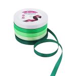 Набор атласных лент 5 цветов по 10.0 мм / 23 метра, зеленый микс