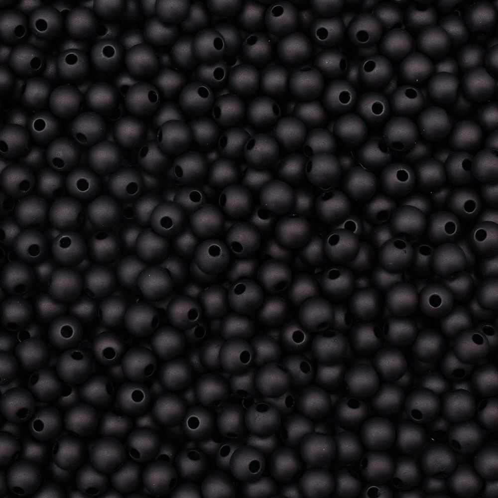 Бусины пластик ⌀6 мм, 500 г, полупрозначные матовые, 034 черный, 7728462