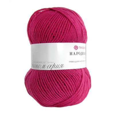 Пряжа Пехорка Народная / уп.5 мот. по 100 г, 220 м, 439-Малиновый