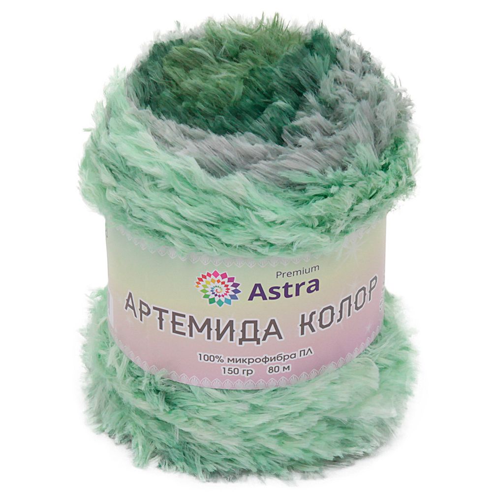 Пряжа Astra Premium (Астра Премиум) Артемида Колор / уп.1 мот. по 150 г, 80 м, 06 зеленый секционный
