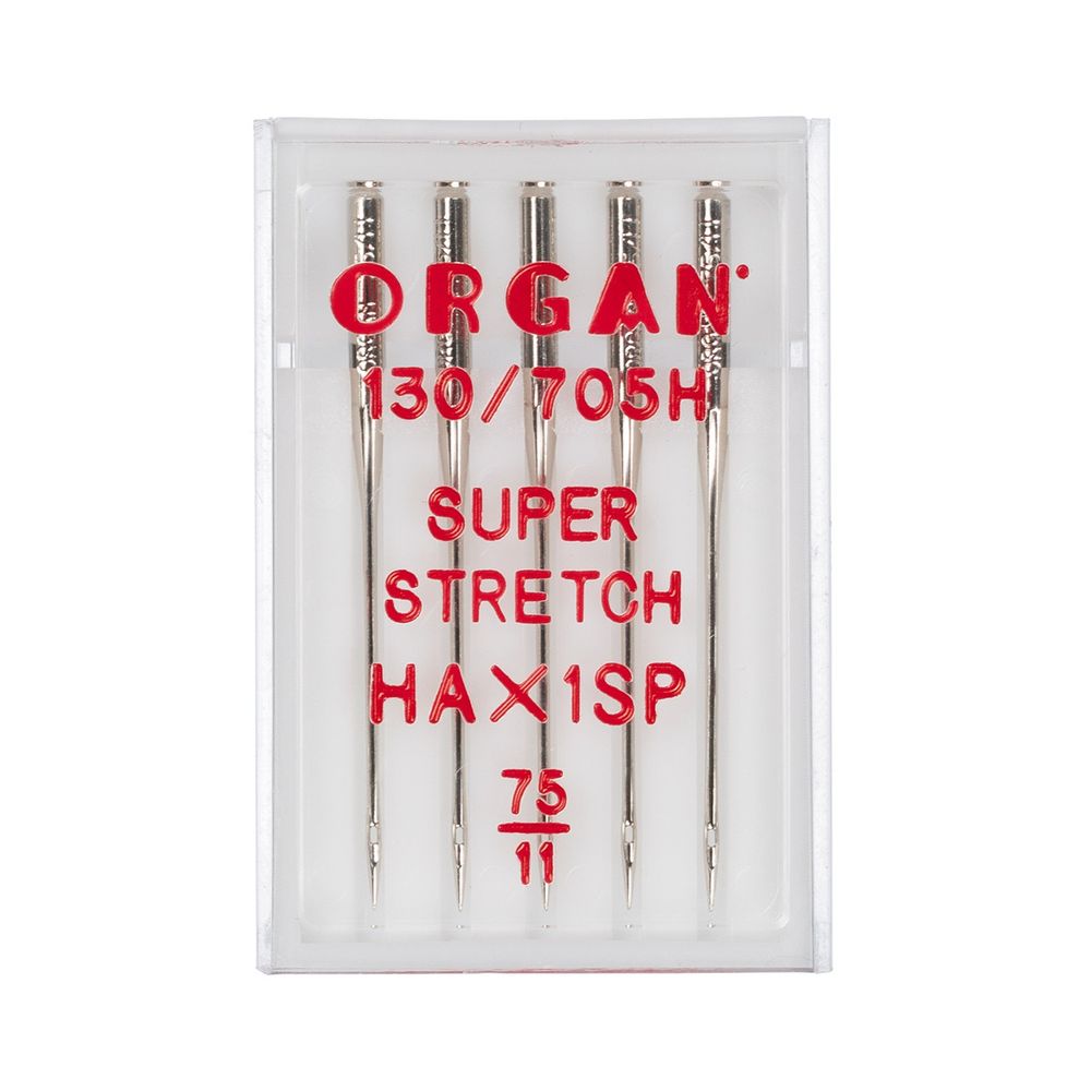 Иглы для швейных машин супер стрейч 130/705 H, №75, 5 игл, в пенале 5435075 75, ORGAN