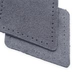 Заплатки пришивные из замши, ромб 6х8,4см с перфорацией, 2 шт, 100% кожа, 26 серый, 59115