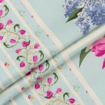 Ткань для пэчворка Peppy Весенний этюд, рулон 112 см / 5 метров, ВЭ-02 Панель голубой, Peppy