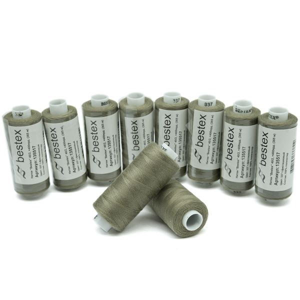 Нитки швейные бытовые Bestex 40/2, 365 м (400 ярд) / 10 кат., 337 галечный серый