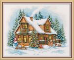 Набор для вышивания нитками Panna PR-7463, Новый год в деревне, 35х26 см