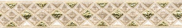 Лента (тесьма) жаккардовая 12.0 мм / 10±0.5 метров, бежевый/золото, Gamma TRJ-62