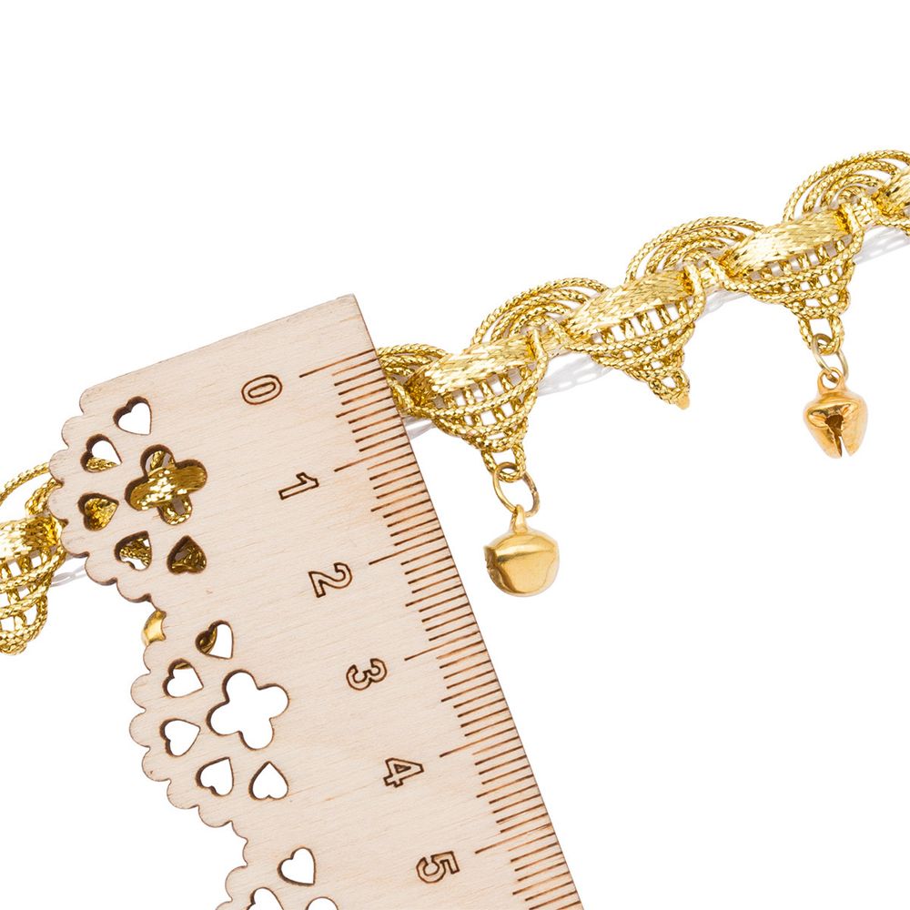 Тесьма металлизированная с бубенчиками 1,5см, 9,14м (золото)