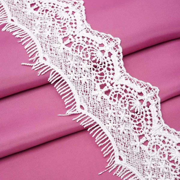 Кружево гипюр (плетёное) 72 мм / 9.14 метров, C501 белый