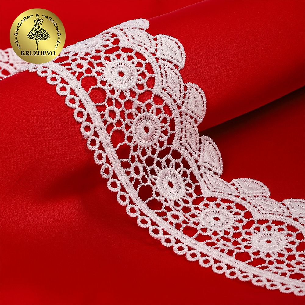 Кружево гипюр (плетёное) 60 мм, матовая нить TBY.0840, цв.белый уп.13.71м, Kruzhevo