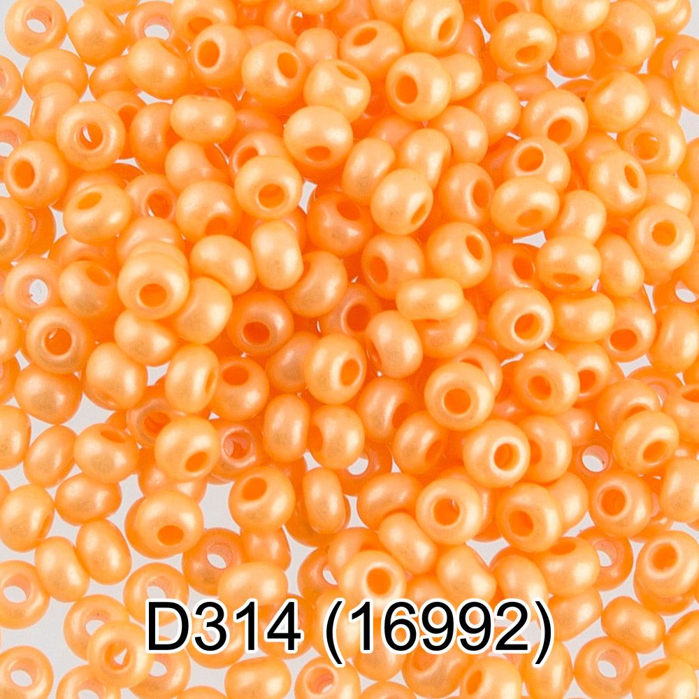 Бисер Preciosa круглый 10/0, 2.3 мм, 10х5 г, 1-й сорт D314 оранжевый, 16992, круглый 4