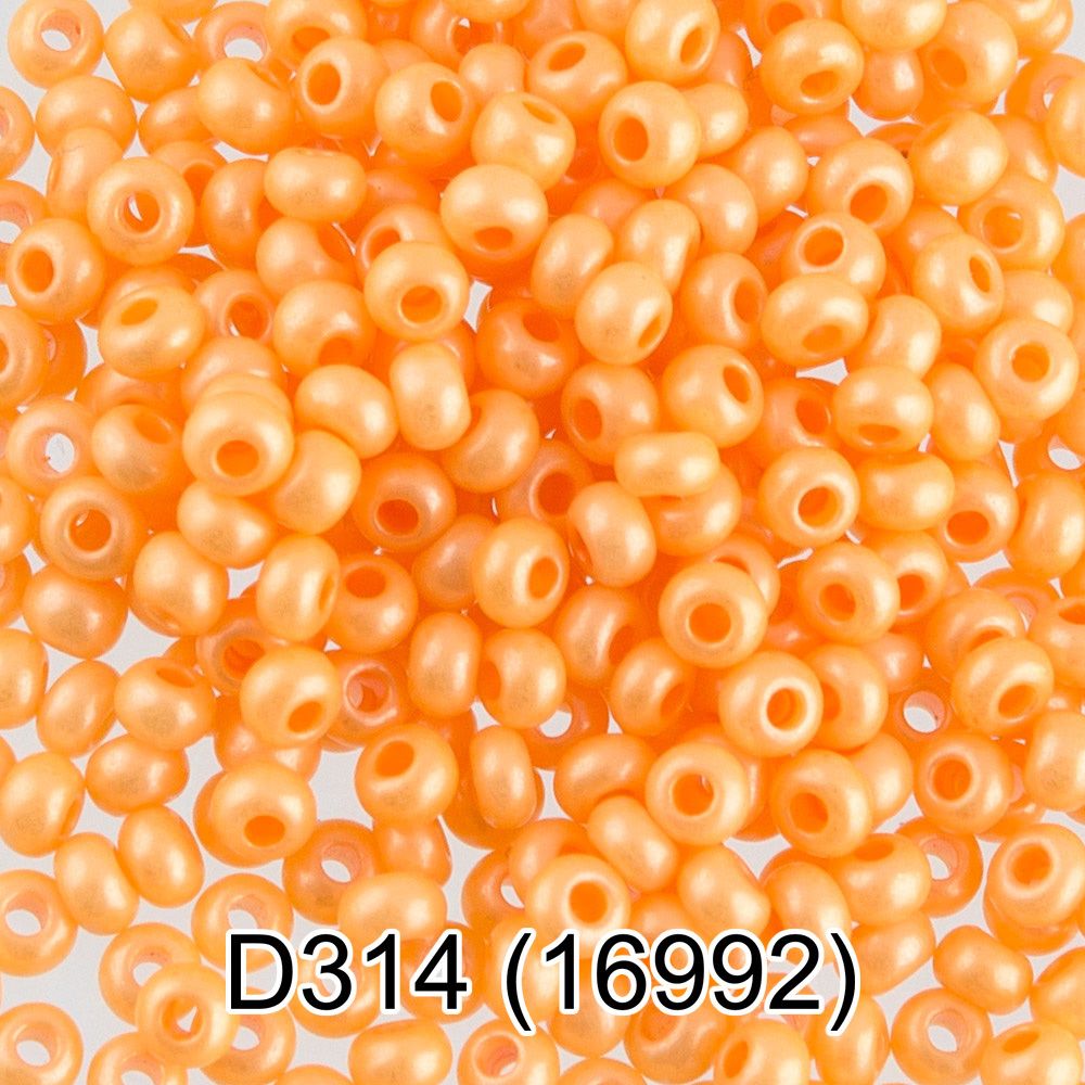 Бисер Gamma 10/0 (2.3 мм), 150 г (10х5 г), 1-й сорт D314 оранжевый, 16992, круглый 4