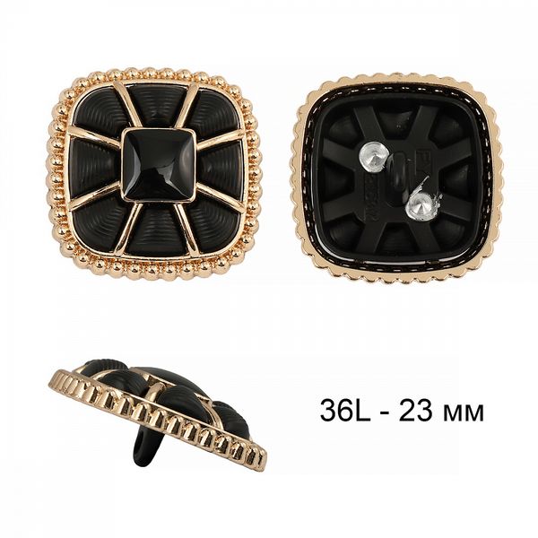 Пуговицы на ножке металл 36L=23 мм, С-MP07, золото/черный, 10шт