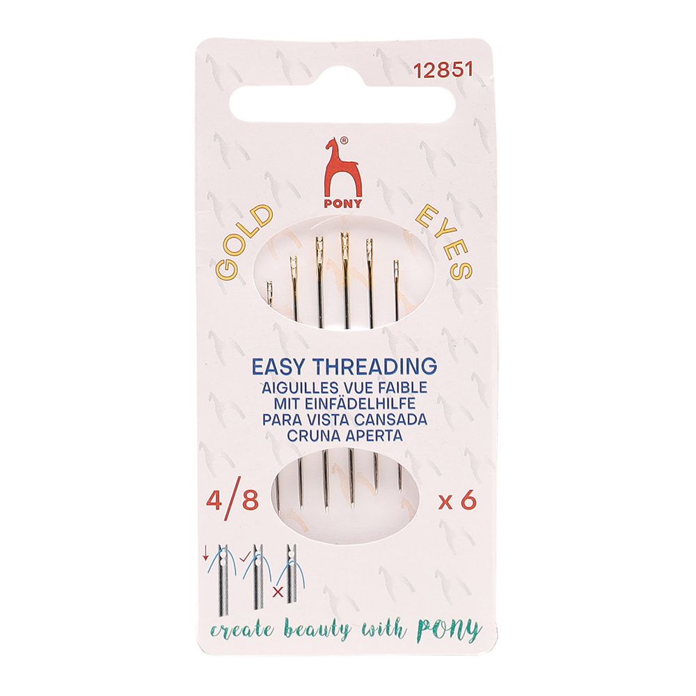 Иглы ручные с упрощенным вдеванием Easy Threading №4-8, 6 шт, PONY, 012851