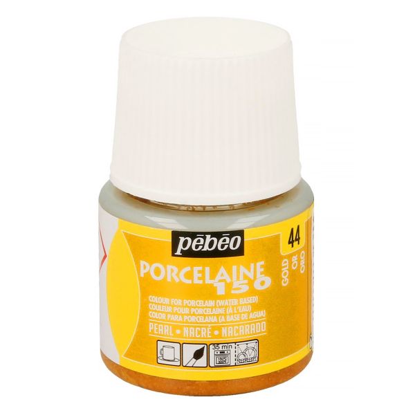 Краска по фарфору и керамике (под обжиг) глянцевая Porcelaine 150 45 мл, 024-044 золото, Pebeo