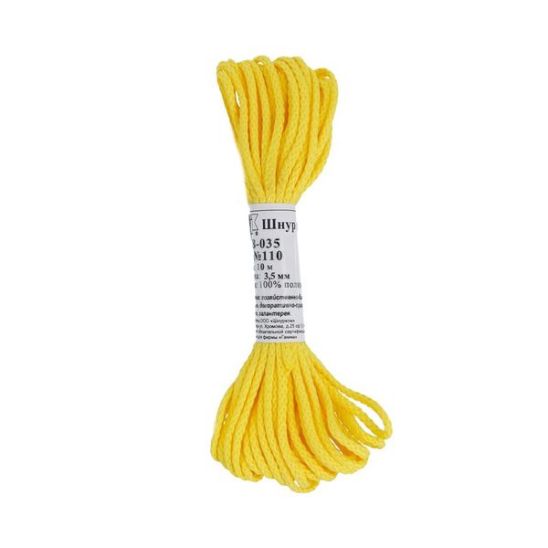 Шнур плетеный ⌀3.5-4 мм, 5х10 м, крупн. плетение, 110 лимонный, Gamma В-035