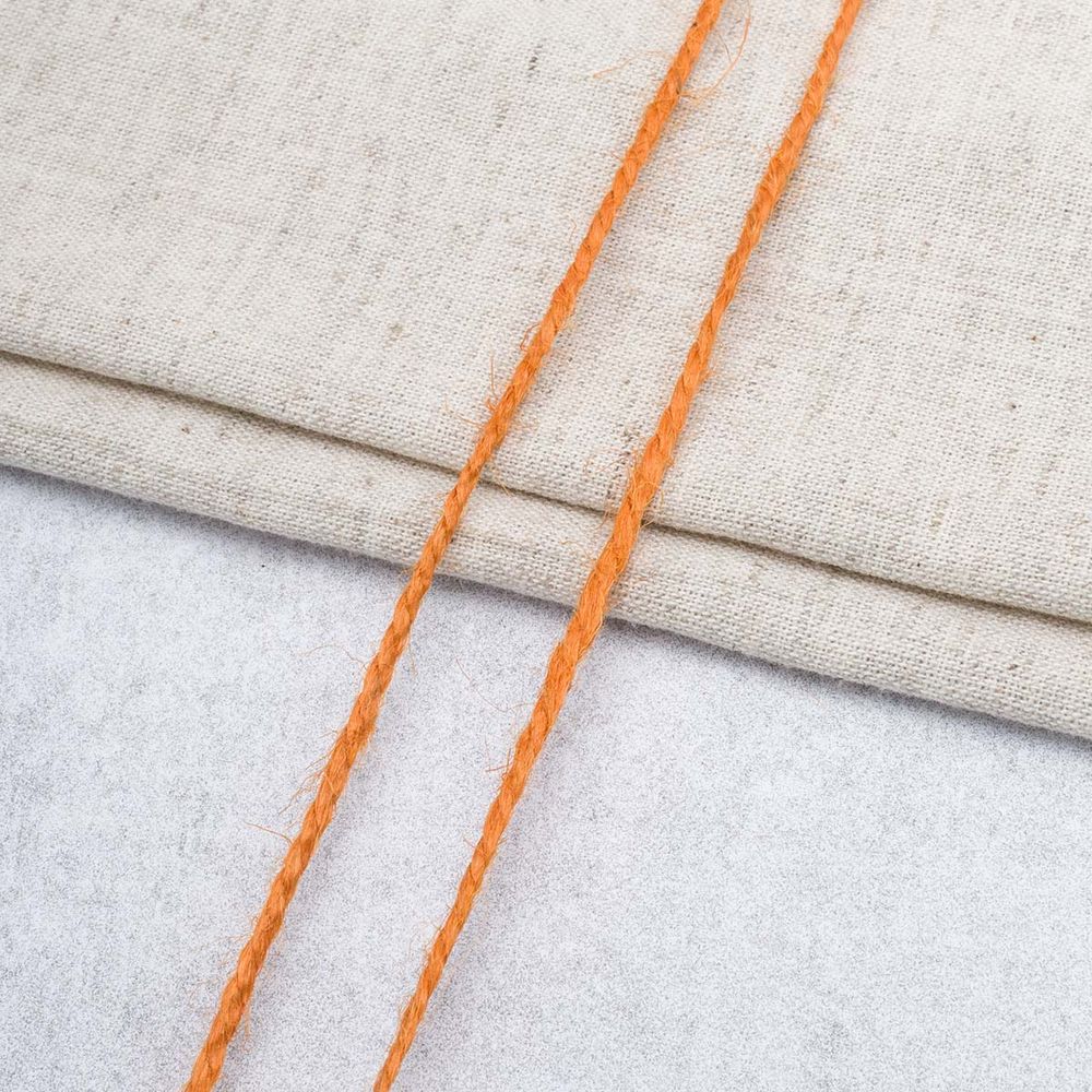 Шпагат джутовый ⌀1.4 мм / 50 метров (50 г), 2-ниточный, 1200 текс, евробобина, оранжевый